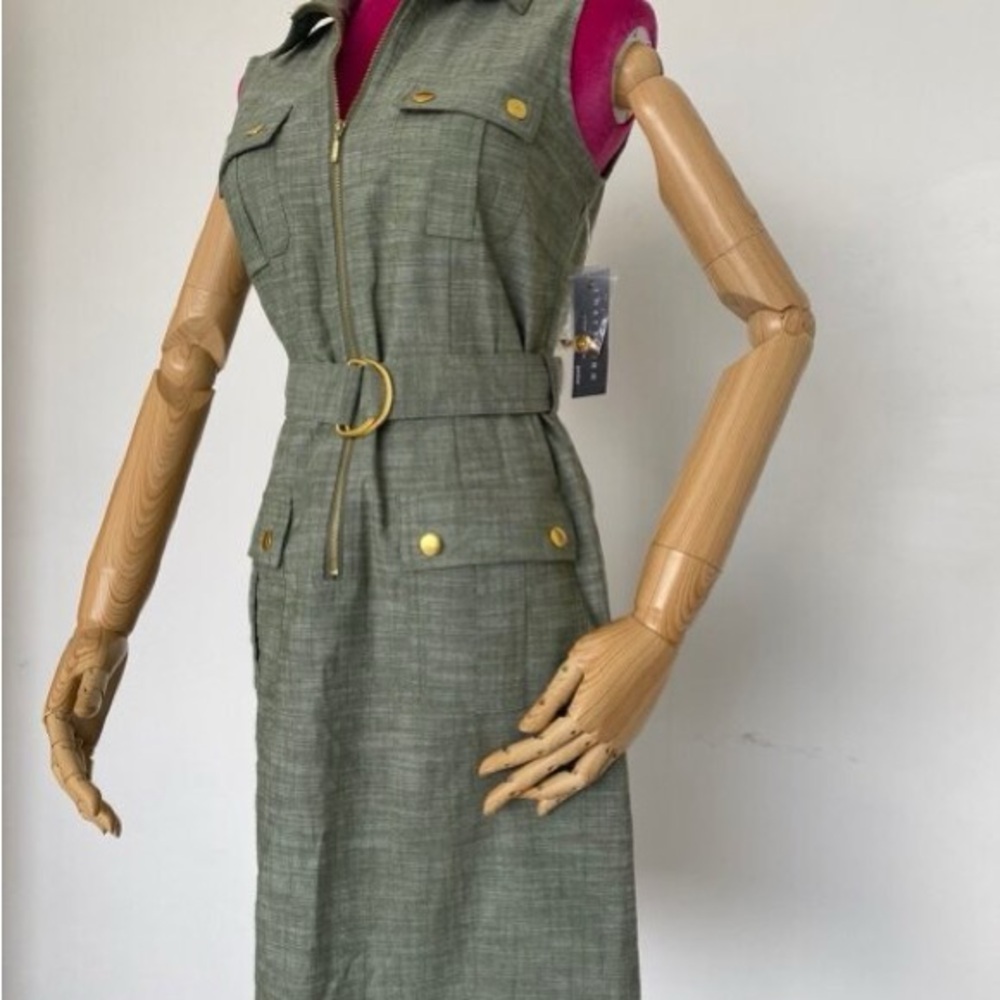 Sharagano Olive Belted Dress/ 10P